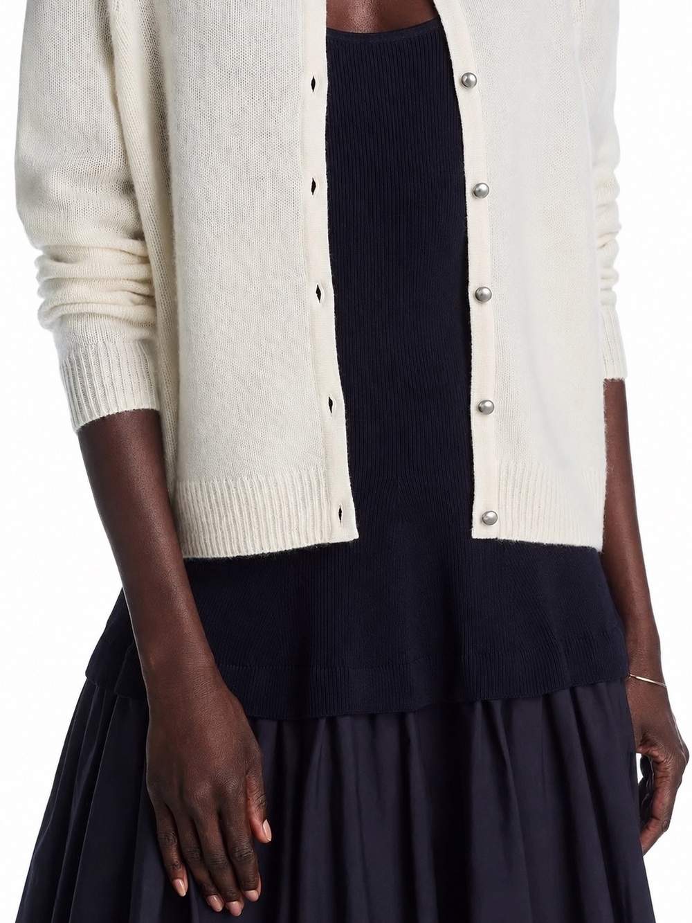 Aqua Cashmere Cream Button-Front Crewneck Cardigan